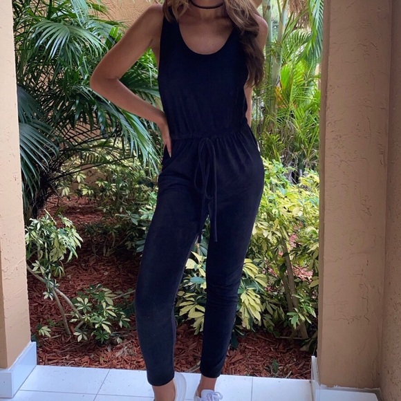 Audrey 3+1 Pants - Black Velvet Corduroy Jumpsuit Size L